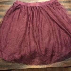 Plus size burgundy tulle skirt